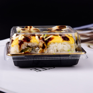 Gıda sınıfı gıda konteyner restoran parti piknik öğle yemeği paket ambalaj Mini suşi tepsisi plastik suşi tabağı tepsi kapaklı - Product Image 2