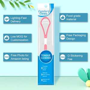 Venta al por mayor cuidado de la higiene bucal raspador de lengua de plástico de silicona limpiador eliminar el mal aliento raspador de lengua portátil logotipo personalizado - Product Image 6