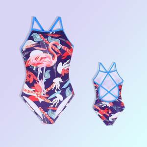 UV50 + 3D 프린팅 효과 다채로운 PBT 100% 폴리에스터 우수한 염소 저항 기능 훈련 대회 수영복 - Product Image 5