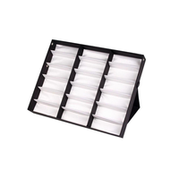 Boîte de présentation pour 18 paires de lunettes de soleil noires, conteneur de rangement pour lunettes avec couvercle anti-poussière, étui organisateur, présentoir de rangement pour lunettes