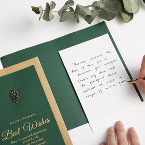 Carte de vœux personnalisée vintage en feuille d'or verte |   Message d'amour pour l'anniversaire d'un partenaire avec enveloppe - Product Image 4