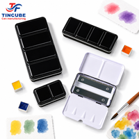 Boîte d'emballage pour peinture aquarelle solide, usine source, stock disponible, étui portable en métal pour peinture, palette, logo personnalisé, ensemble d'art