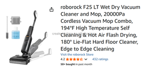 Aspirateur et serpillière humide et sec Roborock F25 LT, aspirateur sans fil 20000Pa, combo aspirateur et serpillière, <span class=keywords><strong>194</strong></span> ° F Haute température, auto-nettoyant - Product Image 2