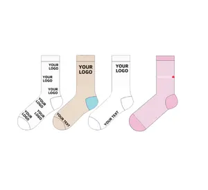 OEM Design Your Own Embroidered Pattern Custom Logo Bamboo Cotton Crew Socks For Women