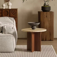 Ensemble de tables basses rondes en bois modernes avec rangement, taille et couleur personnalisables, meubles de salon