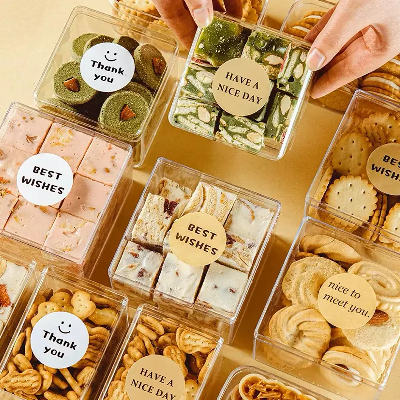 식품 용기 일회용 미니 케이크 사각 상자 돔 뚜껑 플라스틱 쿠키 포장 상자 티라미수 포장 투명