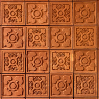 Tuile décorative murale en terre cuite artisanale vintage, brique carrée sculptée personnalisable pour murs d'accentuation d'hôtels et de clubs
