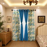 En stock, vente en gros : Ensemble de 6 rideaux floraux 54x84 pouces, panneaux transparents pour fenêtre avec attaches, pour salon, Cortinas Rideaux Maison