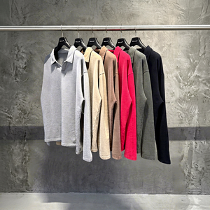 เสื้อสเวตเชิ้ตคอปกโปโลผู้ชายผ้าฝ้าย 100% แบบไม่มีกระดุม คุณภาพสูง สั่งทำได้ หนานุ่ม ทรงโอเวอร์ไซส์ ขายส่ง - Product Image 1