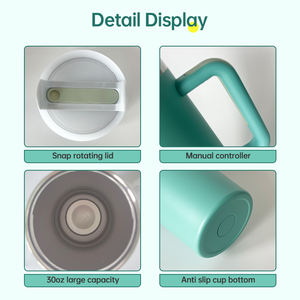 Nouveau produit 2025 vente chaude <span class=keywords><strong>ECP</strong></span> Friendly va au lave-vaisselle gobelet en acier inoxydable à double paroi 40oz avec poignée et paille - Product Image 4