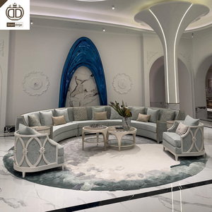 Ensemble de canapés de luxe pour salon français 1, 2 et 3 places, mobilier de villa classique européen, ensemble de canapés en tissu de luxe avec table basse - Product Image 2