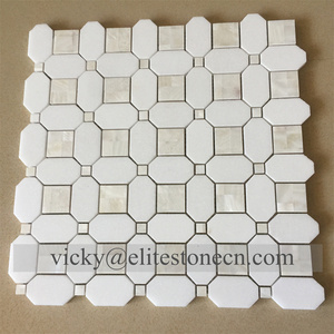Pallas Water Jet Football Design madreperla conchiglia di <span class=keywords><strong>mare</strong></span> e tessere di mosaico in pietra di marmo bianco Thassos - Product Image 1