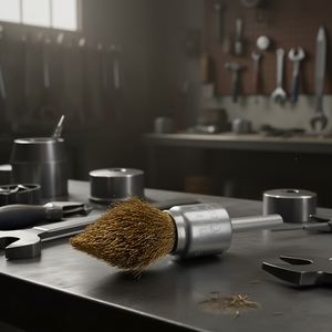 Brosse pointue Fervi à tige de 1/4 pouce en fil de laiton pour le polissage des métaux - Product Image 3