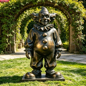 YOUFINE Statue de Clown en Bronze Grandeur Nature, Sculpture de Bouffon à Patine Antique pour Parc d'Attractions et Jardin - Product Image 5