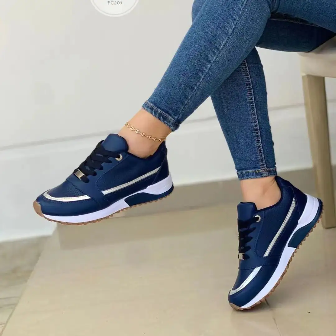 Artı boyutu Sneakers kadın platformu gündelik ayakkabı düz yuvarlak ayak kız rahat ayakkabılar