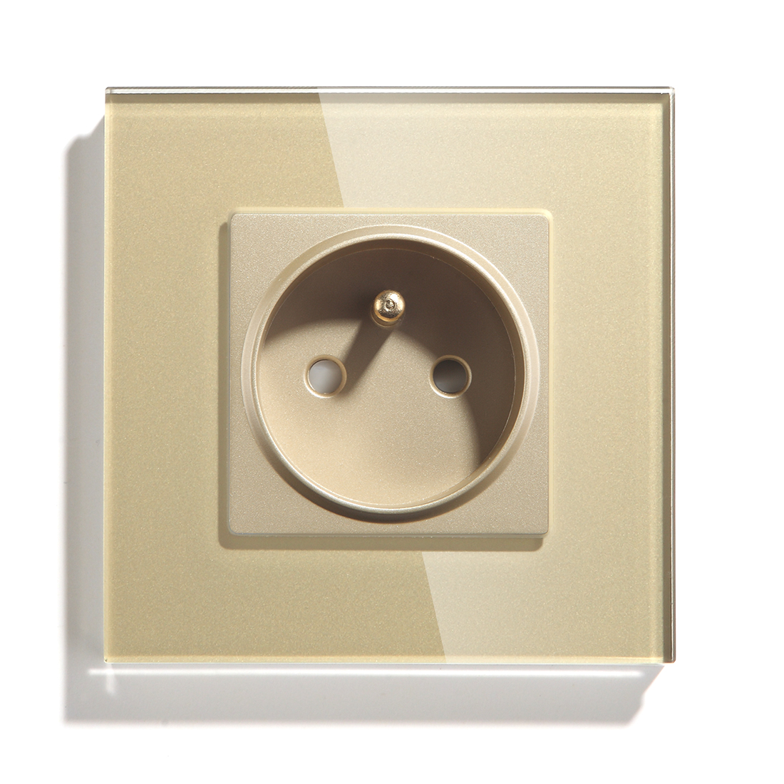 mvava法国标准插座法国插头fr插座带单晶玻璃框架面板墙壁插座