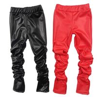 Leggings en simili cuir pour enfants, automne-hiver 2021, vente en gros - Noir, ensemble de pantalons superposés pour filles en bas âge, possibilité d'ajouter un logo avec un MOQ faible