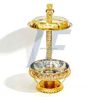 Plat de service de luxe en acier inoxydable doré 8L avec couvercle suspendu, chauffe-plats pour buffet, équipement de restauration pour hôtels et mariages