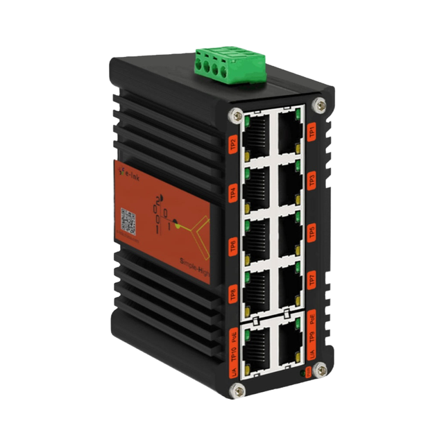 Mini Industrial Unmanaged 10-Port 10/100/1000T Compact Ethernet Switch 12~48VDC IP40 DIN-Rail and Wall-mount