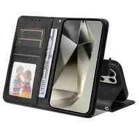 Étui portefeuille à rabat en cuir PU antichoc avec fentes pour cartes, pour S25 Plus S26 Edge Ultra, coque arrière de téléphone portable, sac Opp, pour hommes