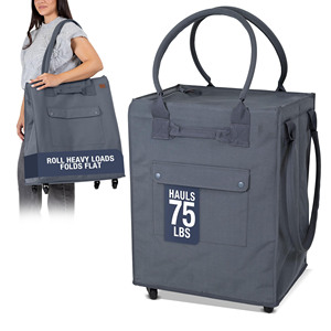 Vente directe d'usine : chariot pliable robuste et portable, sac de courses réutilisable avec roulettes et poignée - Product Image 1