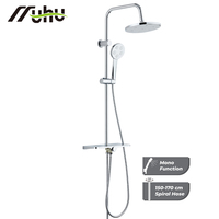 Colonne de douche classique en acier inoxydable chromé, réglable, 2 fonctions, jet de pluie et pulvérisation, avec contrôle thermostatique