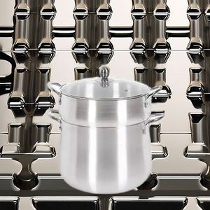 Olla para Cuscús SUPER <span class=keywords><strong>FESA</strong></span> Marruecos, de Aleación de Aluminio y Metal, con Tapa de Vidrio, Compatible con Cocina de Gas, Apta para Lavavajillas, Juego Cromado - Product Image 1