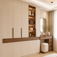 Sistema de Armario Modular Nórdico Directo de Fábrica con Mesa de Maquillaje y Estantes de Exhibición para Diseño de Dormitorio Residencial Contemporáneo
