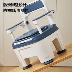 Chaise de toilette portable pour adultes, pour personnes âgées et handicapées, utilisation intérieure, siège de toilette léger en plastique avec accoudoirs - Product Image 4
