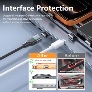 Cable de Carga Magnético Transparente de 60W Pd con Tipo C USB-C, Carga Rápida, Almacenamiento Automático para Computadora - Product Image 6