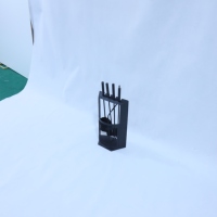 Ensemble d'outils de cheminée modernes Ripple en fer forgé, 5 pièces, pour intérieur/extérieur, avec porte-bûches, pique, pinces, balai et support pour pelle