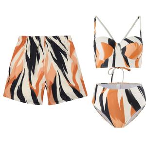 Traje de Baño Personalizado de 3 Piezas para Parejas, Bikini con Estampado de Cebra, Ropa de Playa, Traje de Baño Deportivo para Mujer y Hombre - Product Image 1