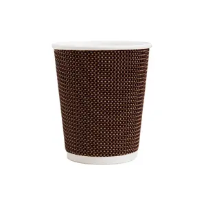 8OZ אדווה קיר כוס חד פעמית נייר קפה כוסות