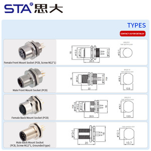 Thông Tư M12 Một Mã Hóa Nữ Bảng Điều Khiển Phía Sau Gắn Kết PCB Loại Chống Thấm IP67 Nối Cho Tín Hiệu <span class=keywords><strong>Ethernet</strong></span> Kết Nối M12 - Product Image 5
