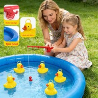 Ensemble de pêche gonflable magnétique en PVC pour enfants, pour intérieur/extérieur, avec canne à pêche, jeu aquatique parent-enfant suspendu
