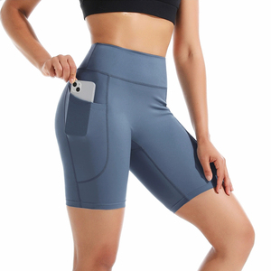 여성용 힙업 운동 바이커 짐 러닝 요가 스포츠 반바지 5인치 플러스 사이즈 하이웨이스트 요가 반바지 포켓 포함 - Product Image 1