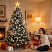 Künstliche Bäume für Innendekorationen Grüner Luxus PE Gemischt mit PVC Realistischer Großer Weihnachtsbaum mit LED-Beleuchtung