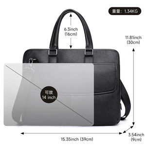Sac rigide en cuir véritable pour hommes, mallette d'affaires, étui pour ordinateur de 15 pouces, tendance, haut de gamme, antibactérien, respirant - Product Image 5