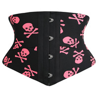 Ceinture de taille gothique à motif crâne fluorescent pour vêtements d'extérieur, gaine amincissante et ceinture abdominale de sport