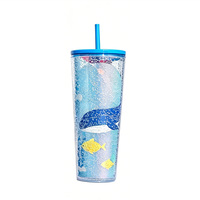 Gobelet à double paroi créatif haut de gamme avec une grande capacité de 750 ml, en plastique recyclable, avec couvercle et logo personnalisable