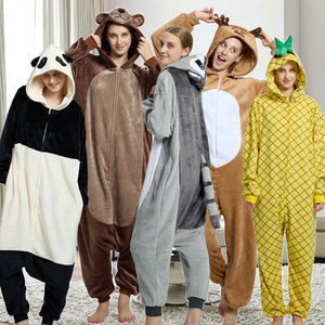 بيجامة حيوان الباندا اللطيفة للبالغين، ملابس نوم حرارية للشتاء/الربيع، دافئة من الفلانيل، بدون أقدام مع جيوب وغطاء للرأس - Product Image 4