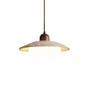 Luminaire suspendu en travertin jaune style Wabi Sabi japonais, LED E27, rond, pour maison, restaurant, bar, design minimaliste - Product Image 5