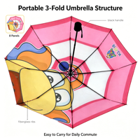 Parapluie pliant personnalisé avec logo, 3 sections, 8 baleines en fibre de verre, impression sur mesure, faible MOQ, usine OEM