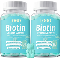 Gummies de collagène végétalien à marque privée, Biotine, Vitamines pour Cheveux, Peau et Ongles, Complément de Beauté OEM ODM, 60 unités