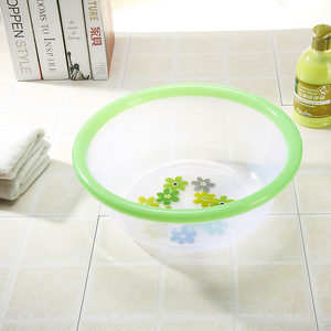 Transparent Plastic Washbasin Round Green Rim Student Basin For Household Use - Product Image 1