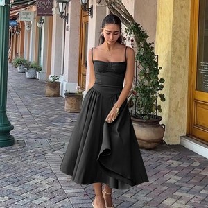 <span class=keywords><strong>Robe</strong></span> Midi Élégante <span class=keywords><strong>pour</strong></span> Femme, Bretelles Fines, Corset, Bustier à Armatures, Jupe Évasée, Poche Discrète, Idéale <span class=keywords><strong>pour</strong></span> Invitée de <span class=keywords><strong>Mariage</strong></span> ou Soirée, Vente en Gros - Product Image 6