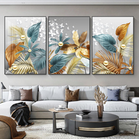 Décoration d'intérieur, peinture sur toile moderne de luxe avec motif de feuille de papillon, art mural encadré, décoration murale suspendue