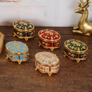 High-end Enamel Jewelry <b>Box</b> with Rose Pattern Creative Vintage Trinket <b>Box</b> Enameled Dresser Table Metal Oval Jewelry <b>Storage</b> <b>Box</b> - Product Image 2