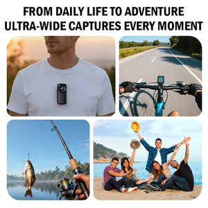 Caméra d'action 4K WiFi avec stabilisation d'image, caméra corporelle WiFi avec objectif grand angle et support de poitrine pour vlogging et casque de moto - Product Image 5