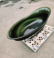 Baignoire autoportante ovale en résine transparente de haute qualité, design moderne pour salle de bain, bain profond, vert thé, avec drain